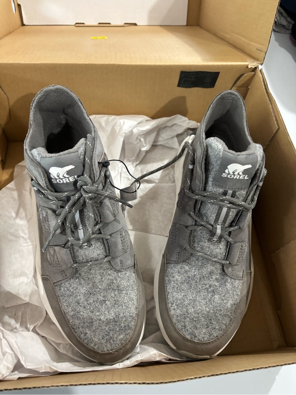 Sorel Gray Wool-Blend Lace-Up Ankle Sneaker Boos